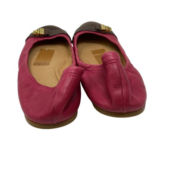 Coach Delphine Ballet Flats Womens 8.5 Slip On Buckle Pink Brown Leather - Picture 4 of 8